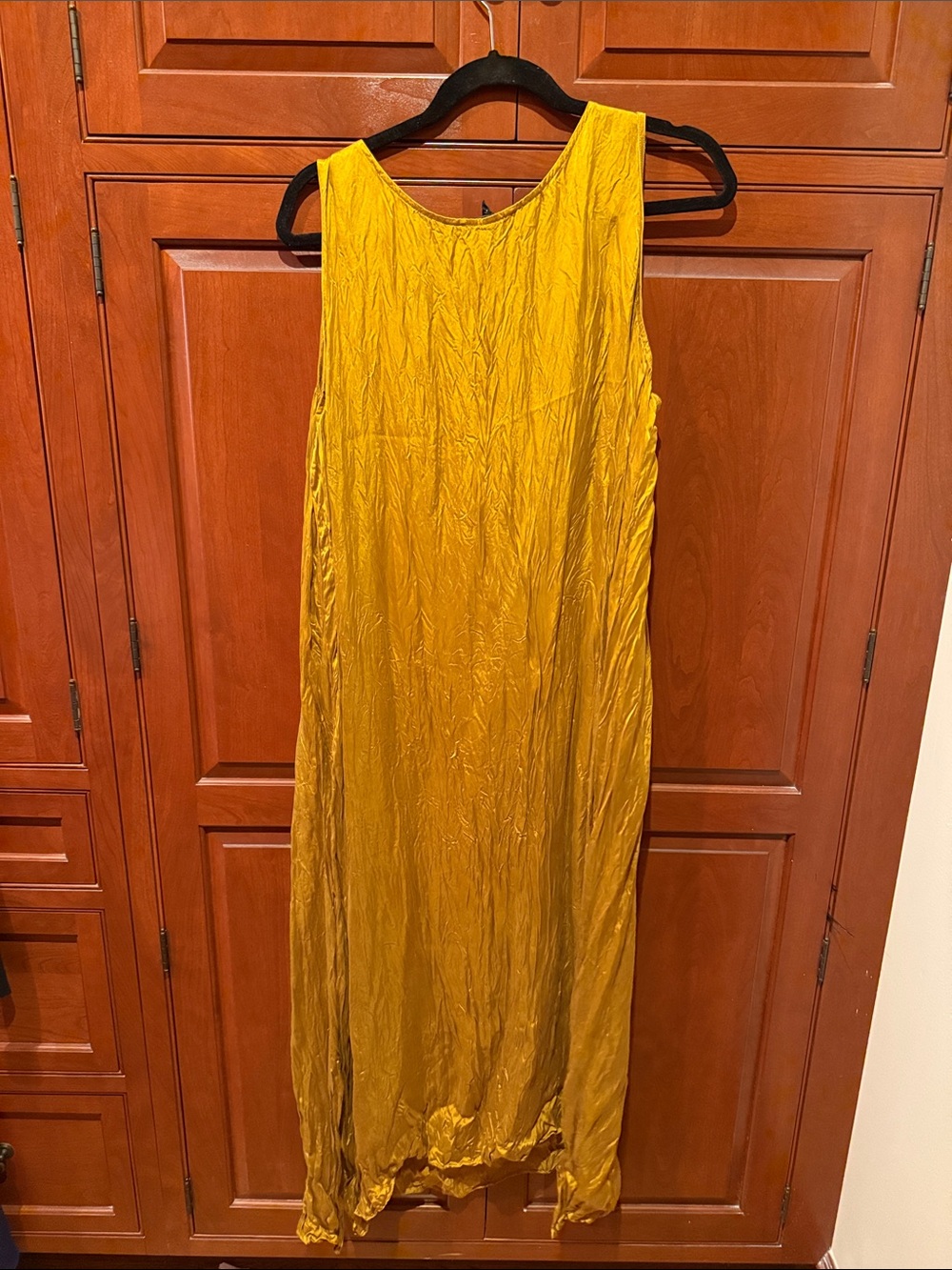 Eileen Fisher Cupro Mustard Yellow Dress - Picture 3 of 4
